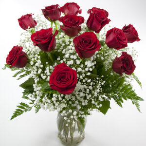 Dozen Roses in Vase